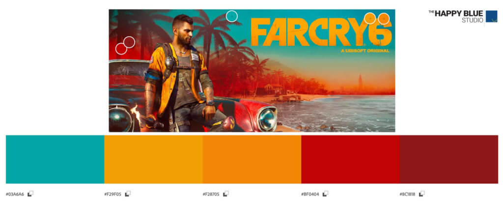 Paleta de colores de la campaña publicitaria de Far Cry 6