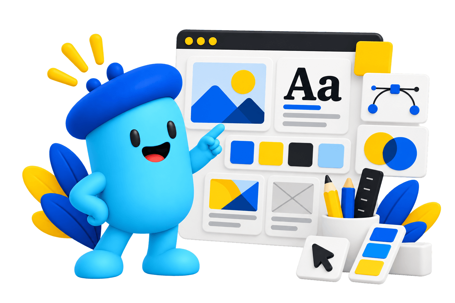 Personaje celeste para dirección de arte y producción creativa
